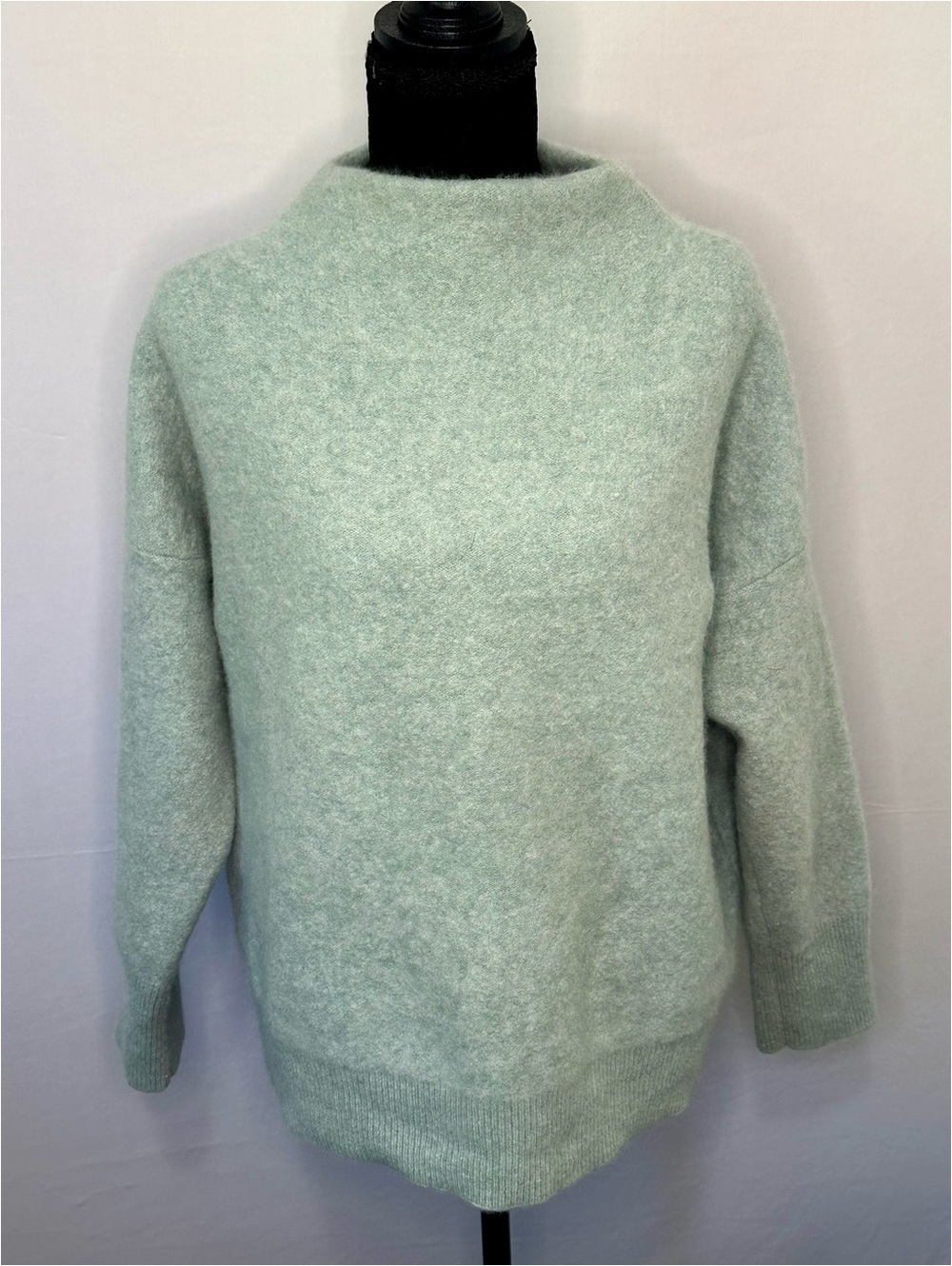 Vince 2X Sage Green Brushed Knit Mock Neck Sweater Cashmere Blend Oversized